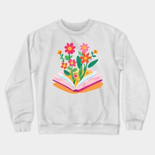 flowers growing from book Crewneck Sweatshirt